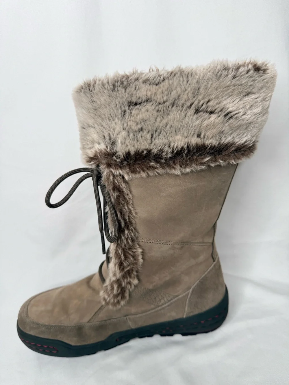 NWOT Ecco Siberia Suede Winter Boots Faux Fur Trim